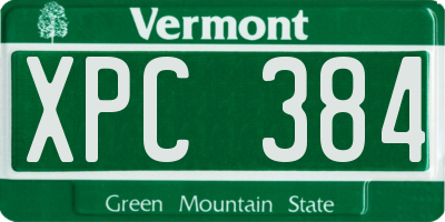 VT license plate XPC384