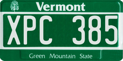 VT license plate XPC385