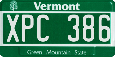 VT license plate XPC386