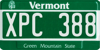 VT license plate XPC388