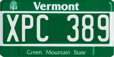 VT license plate XPC389