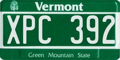 VT license plate XPC392