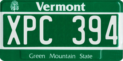 VT license plate XPC394