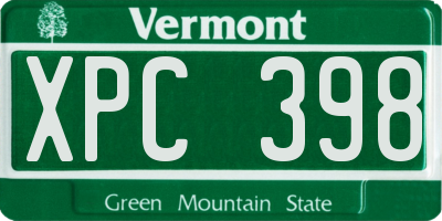 VT license plate XPC398