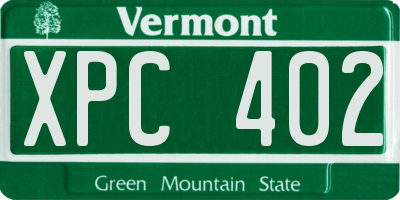 VT license plate XPC402