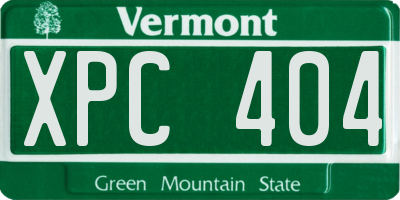 VT license plate XPC404