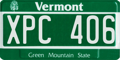 VT license plate XPC406
