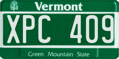 VT license plate XPC409