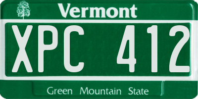 VT license plate XPC412