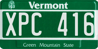 VT license plate XPC416