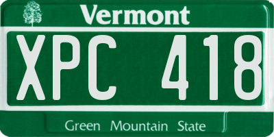 VT license plate XPC418
