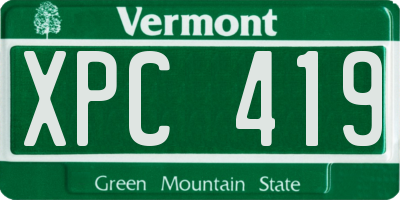 VT license plate XPC419
