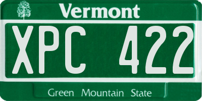 VT license plate XPC422