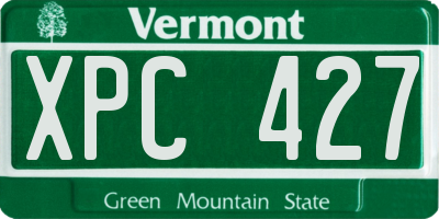 VT license plate XPC427