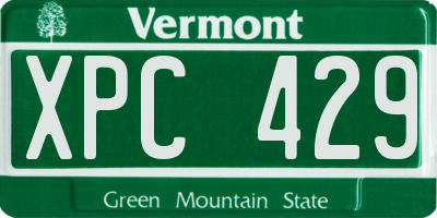 VT license plate XPC429