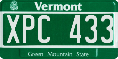 VT license plate XPC433