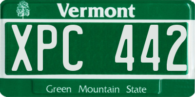 VT license plate XPC442