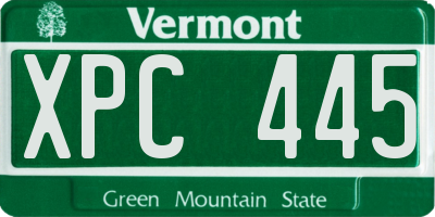 VT license plate XPC445