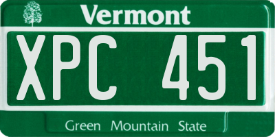 VT license plate XPC451
