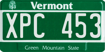 VT license plate XPC453