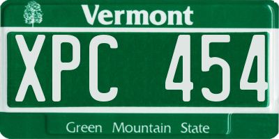 VT license plate XPC454