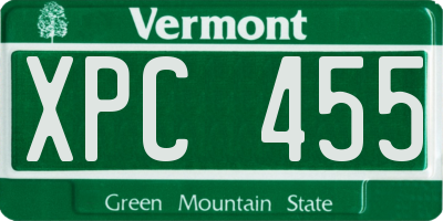 VT license plate XPC455