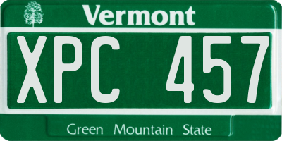 VT license plate XPC457