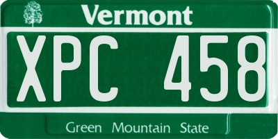 VT license plate XPC458