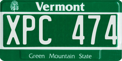 VT license plate XPC474