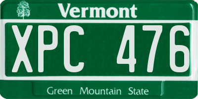 VT license plate XPC476