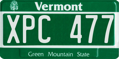 VT license plate XPC477