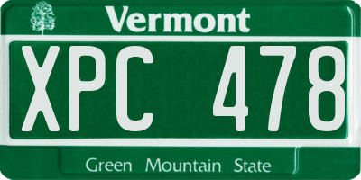 VT license plate XPC478