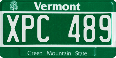 VT license plate XPC489