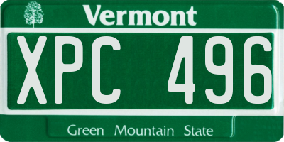 VT license plate XPC496