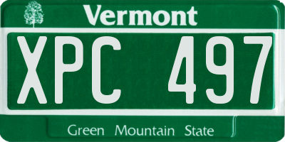 VT license plate XPC497