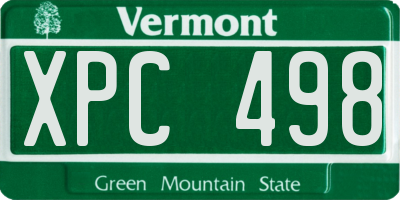 VT license plate XPC498
