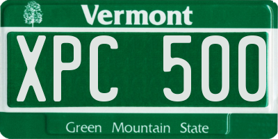 VT license plate XPC500