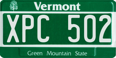 VT license plate XPC502