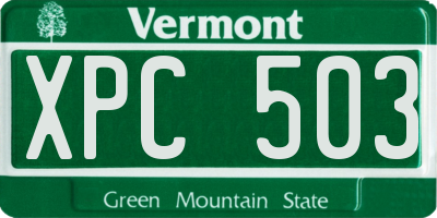 VT license plate XPC503