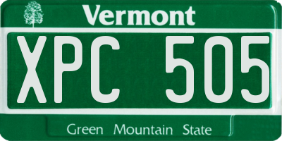 VT license plate XPC505