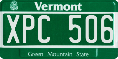 VT license plate XPC506