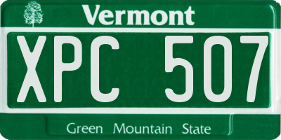 VT license plate XPC507
