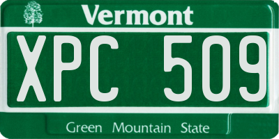 VT license plate XPC509