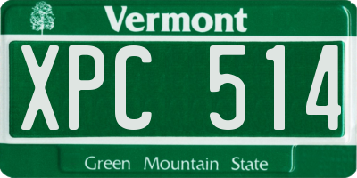 VT license plate XPC514