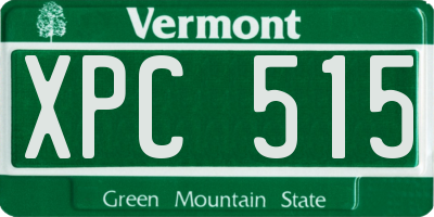 VT license plate XPC515