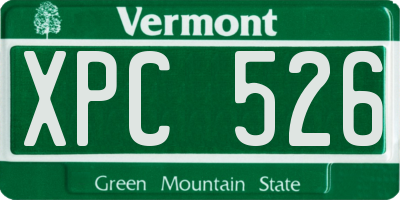 VT license plate XPC526