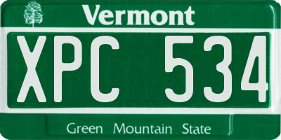 VT license plate XPC534