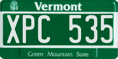 VT license plate XPC535