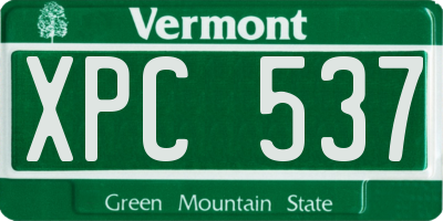 VT license plate XPC537