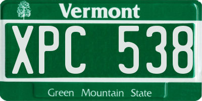 VT license plate XPC538